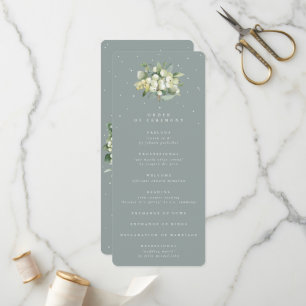 Seafoam Green Snowberry+Eucalyptus Bouquet Wedding Program