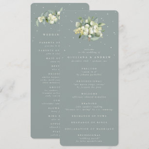Seafoam Green Snowberry+Eucalyptus Bouquet Wedding Program