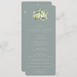 Seafoam Green Snowberry+Eucalyptus Bouquet Wedding Program