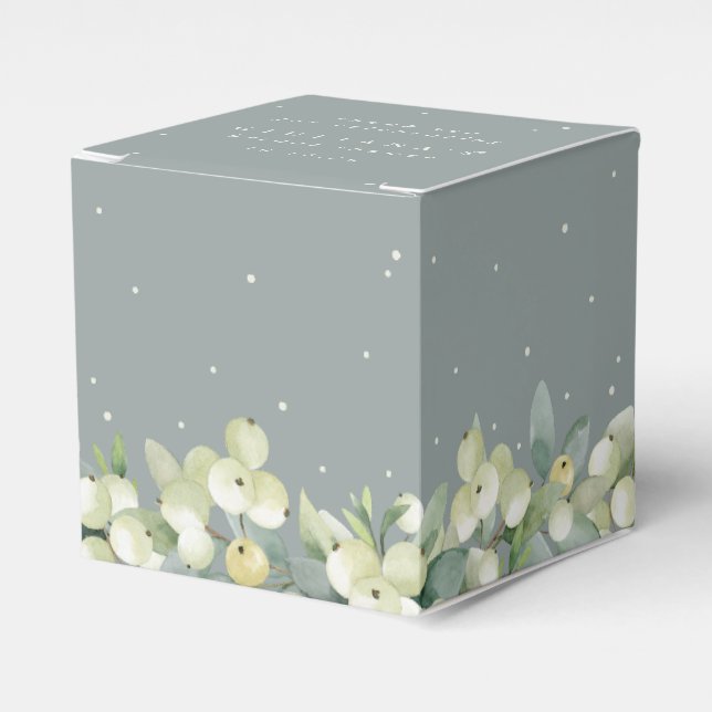 Seafoam Green Snowberry+Eucalyptus Bridal Shower Favor Boxes (Front Side)