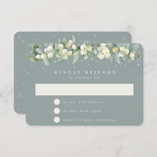 Seafoam Green SnowberryEucalyptus Garland Wedding RSVP Card