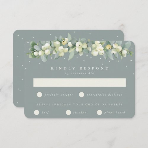 Seafoam Green SnowberryEucalyptus Garland Wedding RSVP Card