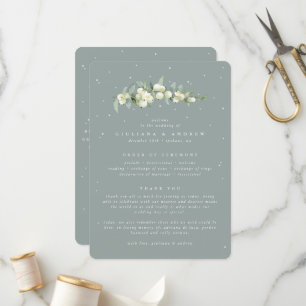 Seafoam Green Snowberry+Eucalyptus Stem Wedding Program