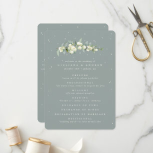 Seafoam Green Snowberry+Eucalyptus Stem Wedding Program
