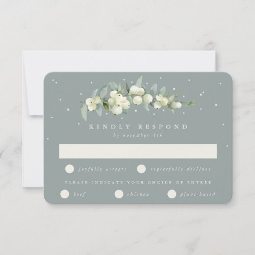 Seafoam Green SnowberryEucalyptus Stem Wedding RSVP Card