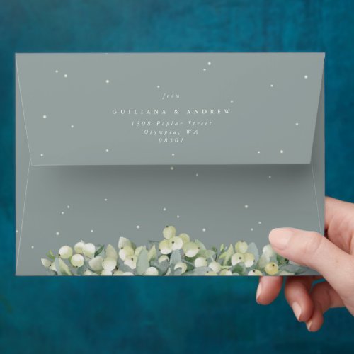 Seafoam Green SnowberryEucalyptus Wedding A7 Envelope