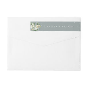 Seafoam Green Snowberry+Eucalyptus Wedding Classic Wrap Around Label
