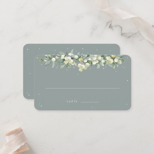 Seafoam Green SnowberryEucalyptus Wedding Flat Place Card