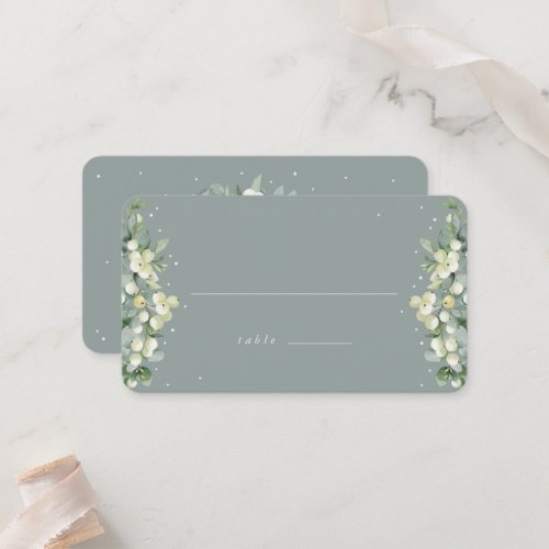 Seafoam Green SnowberryEucalyptus Wedding Flat Place Card