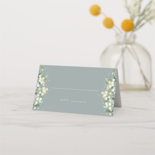 Seafoam Green SnowberryEucalyptus Wedding Place Card