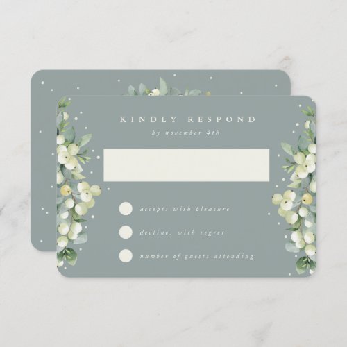 Seafoam Green SnowberryEucalyptus Wedding RSVP Card