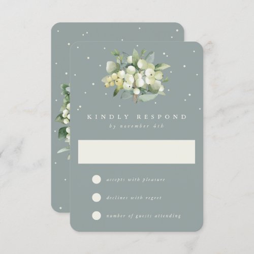 Seafoam Green SnowberryEucalyptus Wedding RSVP Card