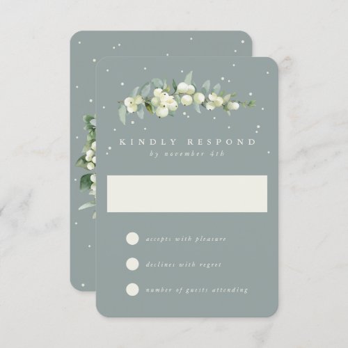 Seafoam Green SnowberryEucalyptus Wedding RSVP Card