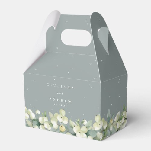 Seafoam Green SnowberryEucalyptus Winter Wedding Favor Boxes