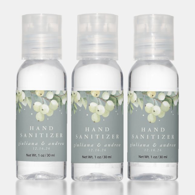 Seafoam Green Snowberry+Eucalyptus Winter Wedding Hand Sanitizer (Set)