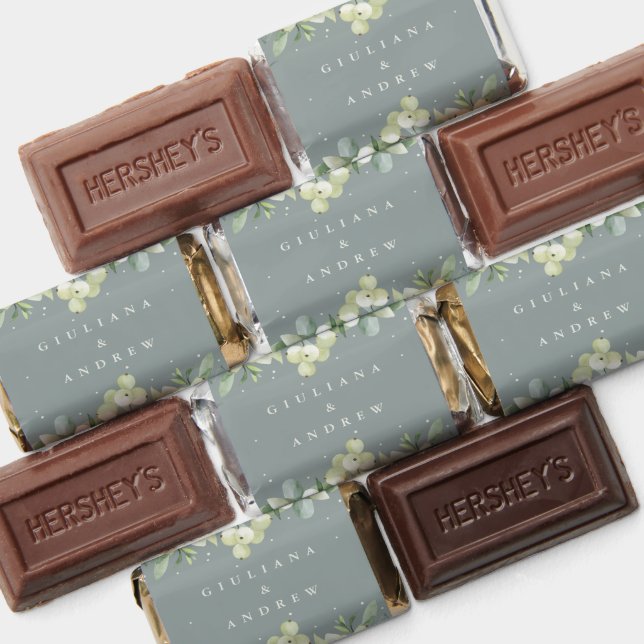 Seafoam Green Snowberry+Eucalyptus Winter Wedding Hershey's Miniatures (Assorted)