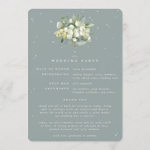 Seafoam Green Snowberry+Eucalyptus Winter Wedding Program