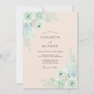 Seafoam Green Spring Wedding Invitation