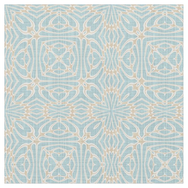 Seafoam Green Taupe Beige Brown Batik Pattern Fabric (Close Up)