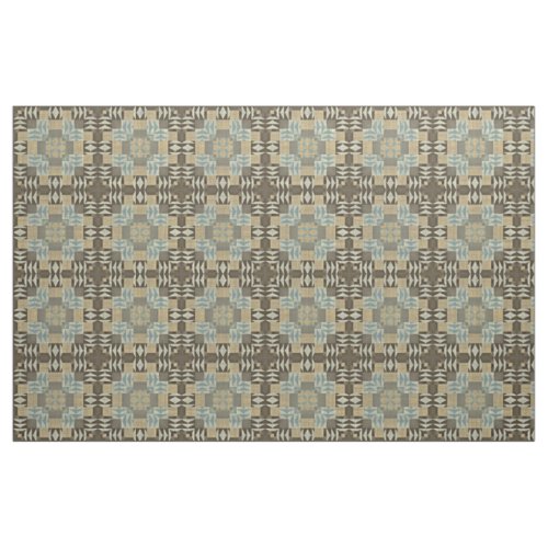 Seafoam Green Taupe Beige Dark Brown Ethnic Look Fabric