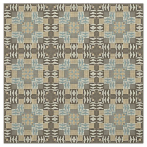 Seafoam Green Taupe Beige Dark Brown Ethnic Look Fabric