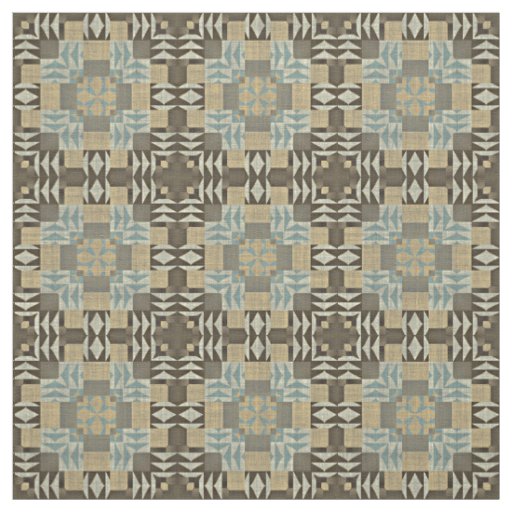 Seafoam Green Taupe Beige Dark Brown Ethnic Look Fabric