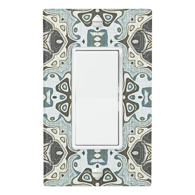 Seafoam Green Teal Turquoise Bohemian Tribe Art Light Switch Cover (In Situ)