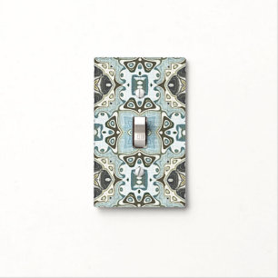 Seafoam Green Teal Turquoise Bohemian Tribe Art Light Switch Cover