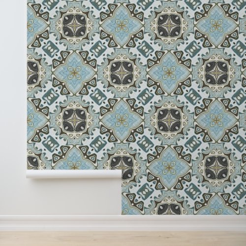 Seafoam Green Teal Turquoise Bohemian Tribe Art Wallpaper