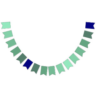 Seafoam Green to Navy Blue Gradient Bunting Flags