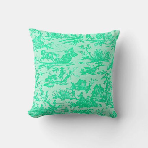 Seafoam Green Toile Throw Pillow