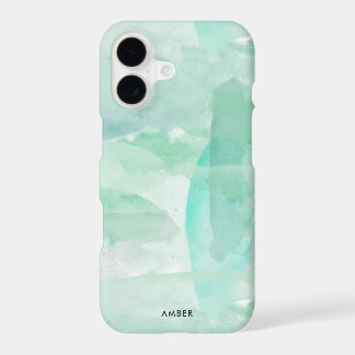 Seafoam Green Watercolor - Add Your Name iPhone 17 Case