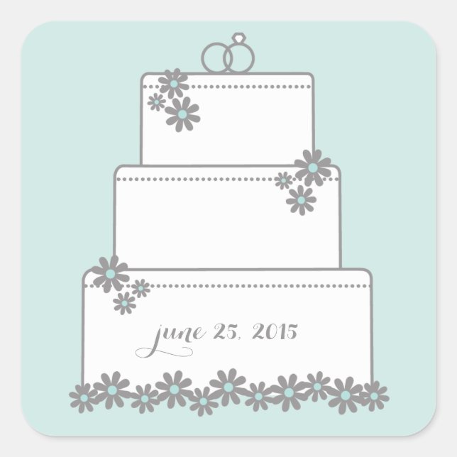 Seafoam Green Wedding Cake Favor Stickers (Front)