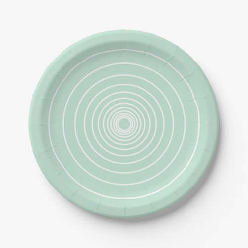 seafoam green white circles pattern minimalist paper plates