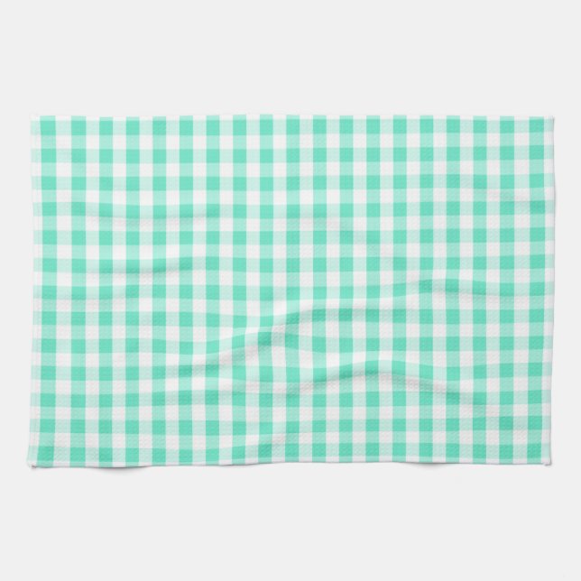 Seafoam Green & White Gingham Pattern Towel (Horizontal)