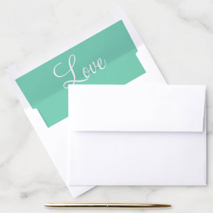 Seafoam Green White Wedding Love Envelope Liner