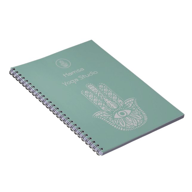 Seafoam Green Yoga Studio Hamsa Customizable Notebook (Right Side)