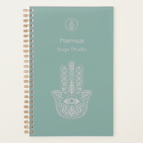 Seafoam Green Yoga Studio Hamsa Customizable Planner