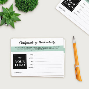 Seafoam Green Your Logo Authenticity Certificate