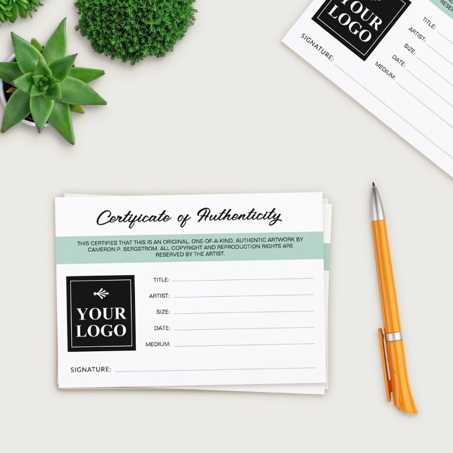 Seafoam Green Your Logo Authenticity Certificate (Creator Uploaded)