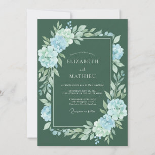Seafoam Hunter Bloom Wedding Invitation