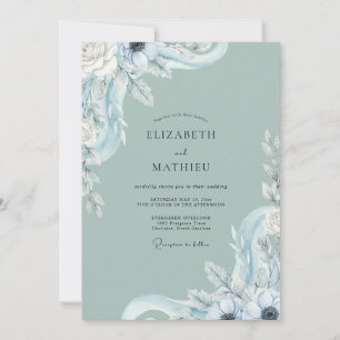 Seafoam Ice Blue Foliage Eucalyptus Wedding Invitation