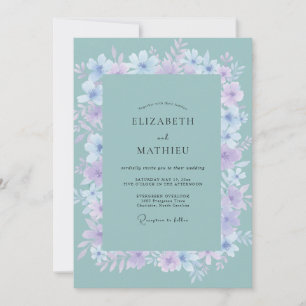 Seafoam Lavender Dreamy Floral Wedding Invitation