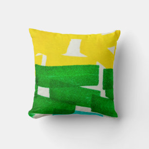 Seafoam Lilac Boho Hand Drawn Stroke. Fuchsia Hot  Throw Pillow