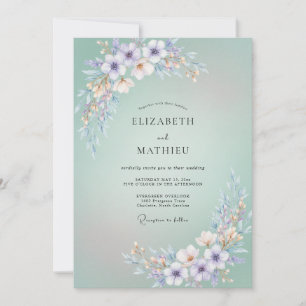 Seafoam Lilac Petal Wedding Invitation