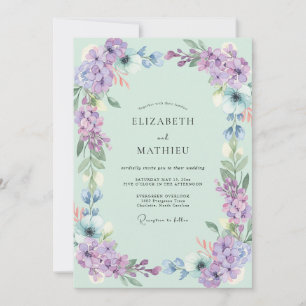 Seafoam Lilac Wildflower Wedding Invitation