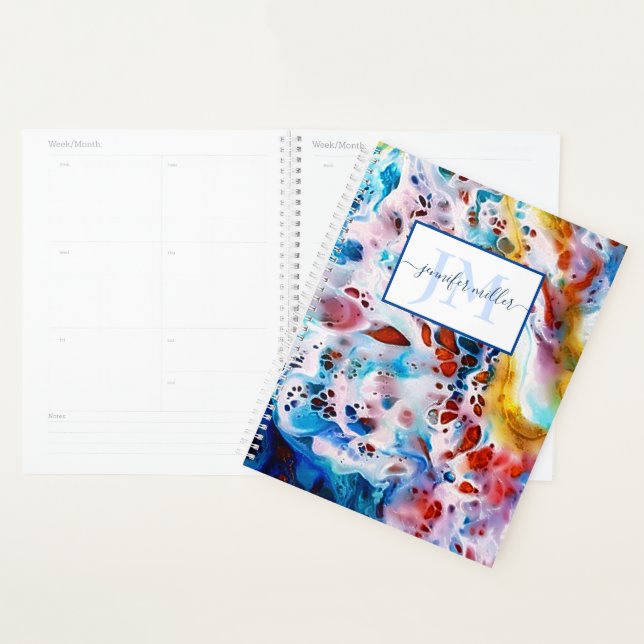 Seafoam marble  personalized planner (Display)