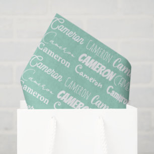 Seafoam Mint Green Birthday Personalized Name Tissue Paper