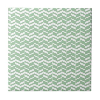 Seafoam Mint Green Herringbone Lines Ceramic Tile by DifferentStudios at Zazzle