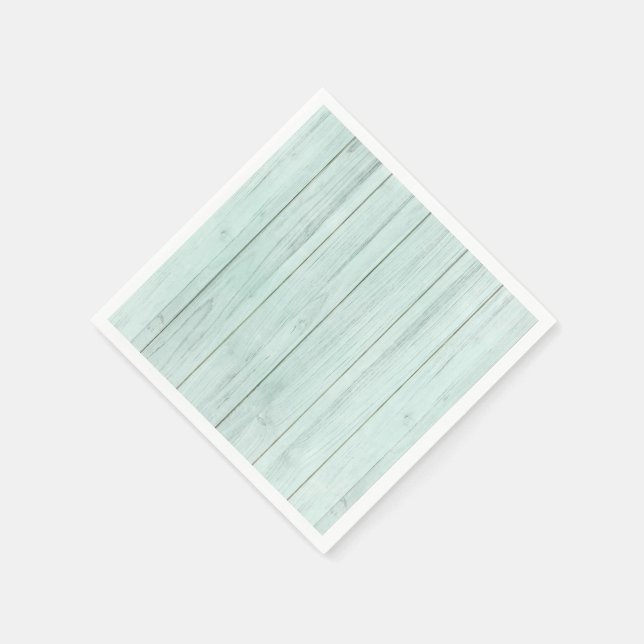 Seafoam Mint Green Pastel Turquoise Rustic Wood Napkins (Corner)